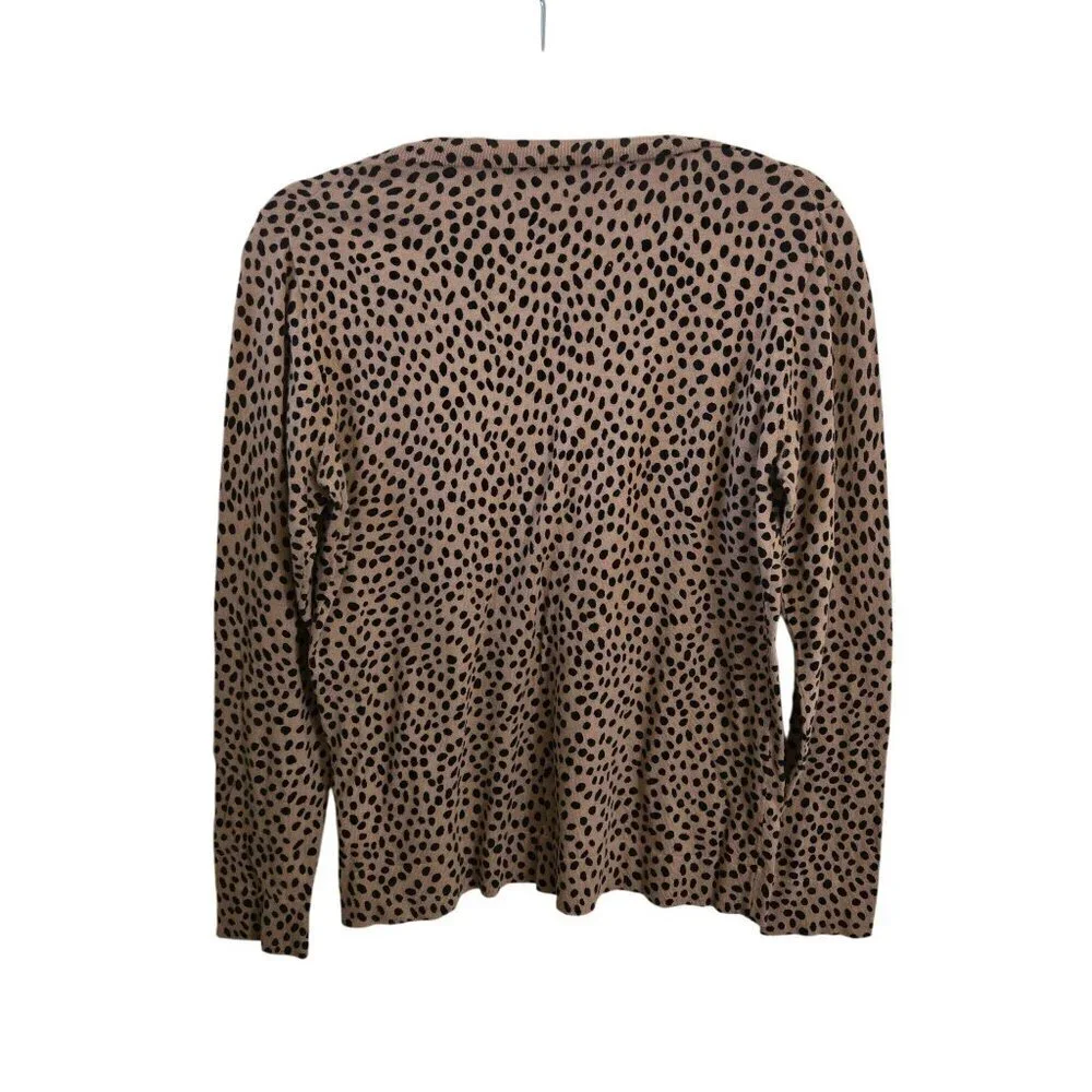 J.Crew Cheetah Teddie Sustainable 100% Cotton Crewneck Pullover Size M
